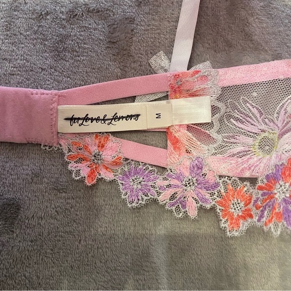 New! For Love & Lemons Aster Embroidery Underwired Bra Pink Purple 10064 - Picture 6 of 8